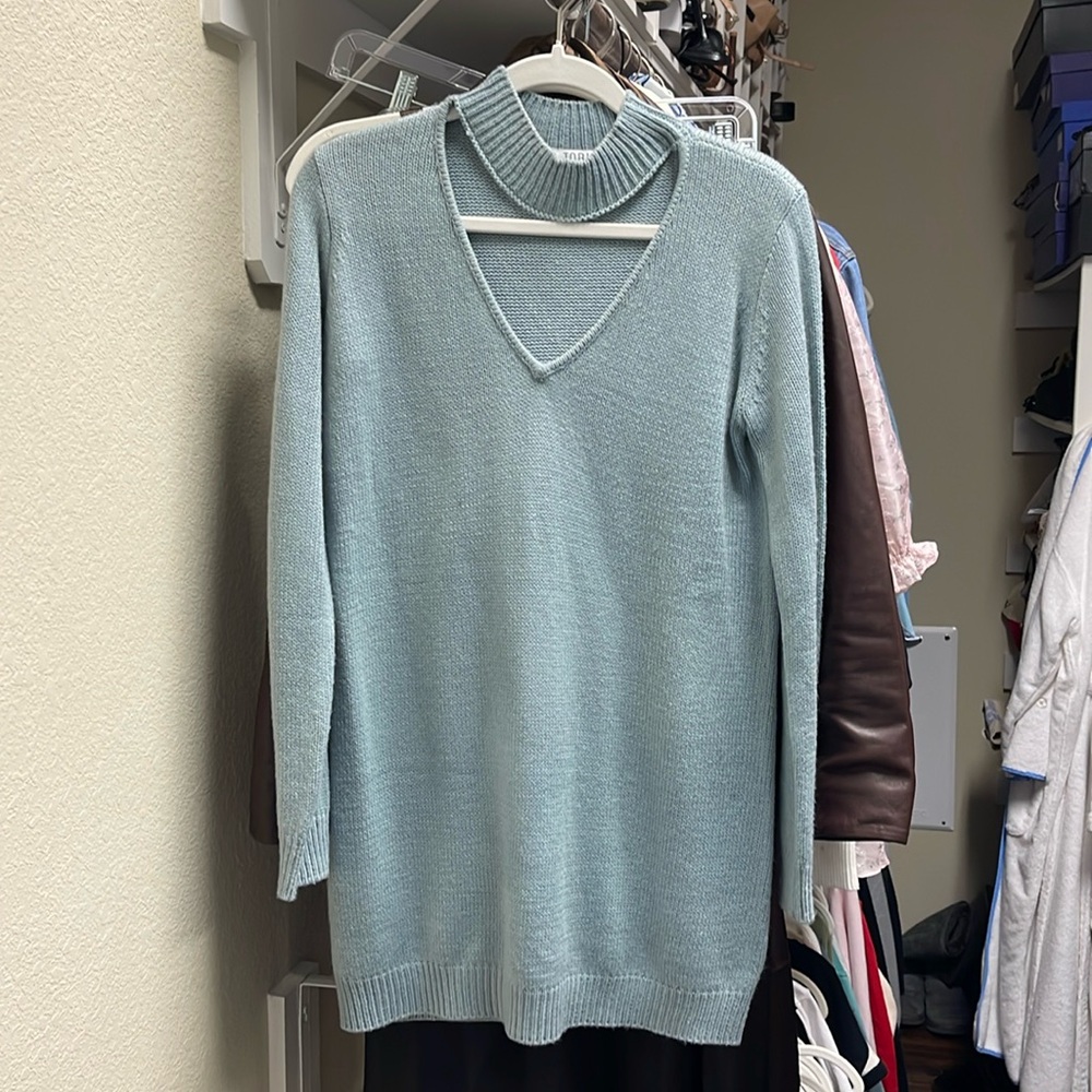 TOBI WOMENS BLUE SWEATER DRESS SZ S